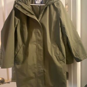 Lands' End Olive 3-in-1 Hooded Parka and Raincoat